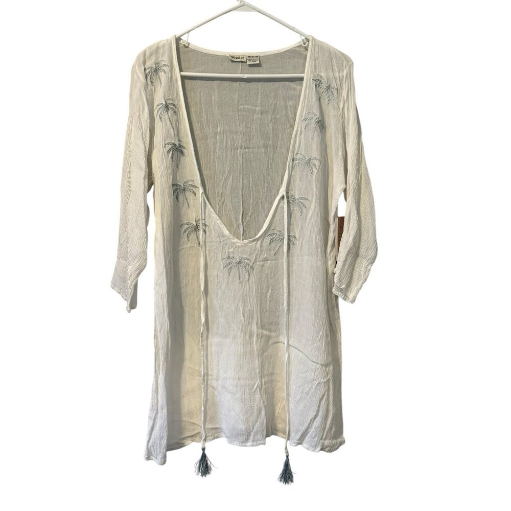 Raya Sun Womens Tunic Top Embroidered Size L/XL Beach Travel Vacation Resortwear